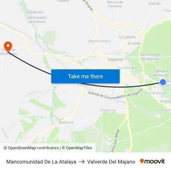 Mancomunidad De La Atalaya to Valverde Del Majano map