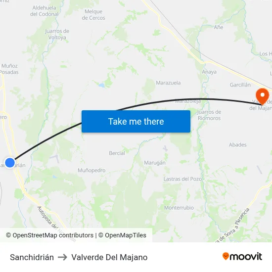 Sanchidrián to Valverde Del Majano map