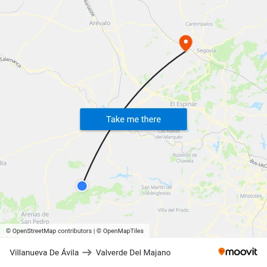 Villanueva De Ávila to Valverde Del Majano map