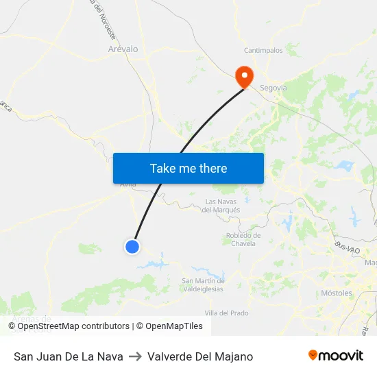 San Juan De La Nava to Valverde Del Majano map