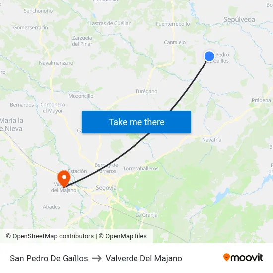 San Pedro De Gaíllos to Valverde Del Majano map
