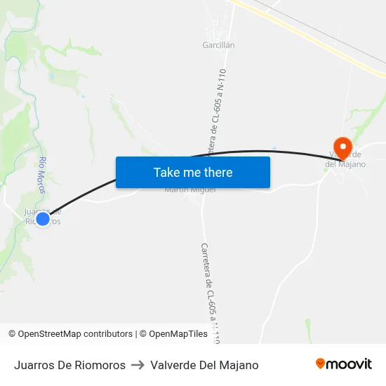 Juarros De Riomoros to Valverde Del Majano map