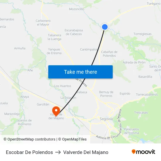 Escobar De Polendos to Valverde Del Majano map