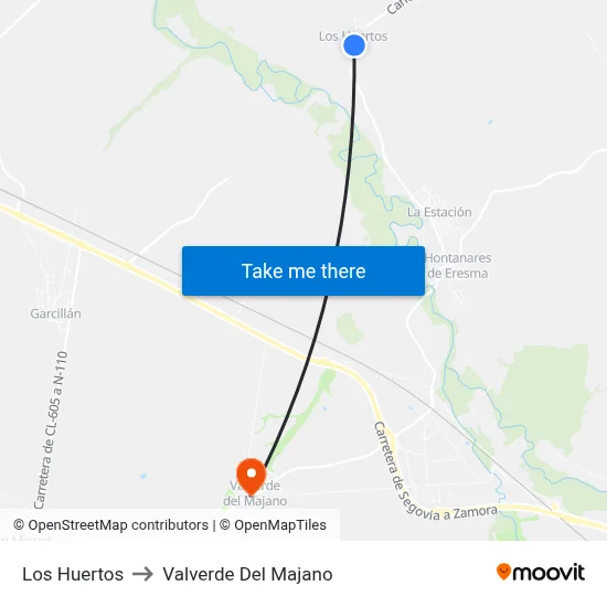Los Huertos to Valverde Del Majano map