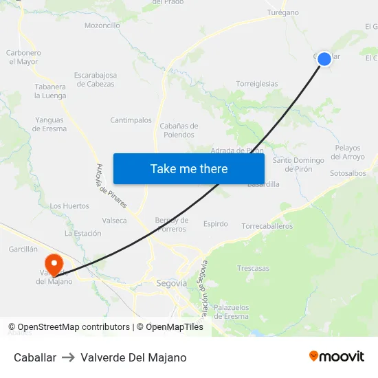 Caballar to Valverde Del Majano map