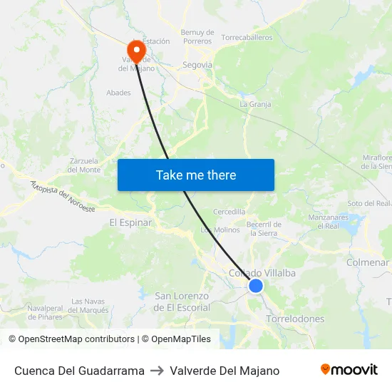 Cuenca Del Guadarrama to Valverde Del Majano map