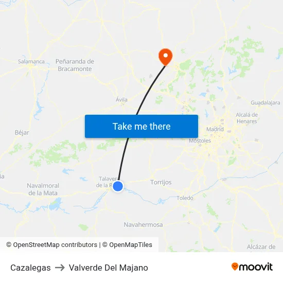 Cazalegas to Valverde Del Majano map