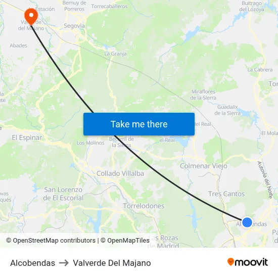 Alcobendas to Valverde Del Majano map