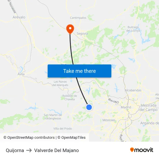 Quijorna to Valverde Del Majano map