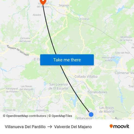 Villanueva Del Pardillo to Valverde Del Majano map