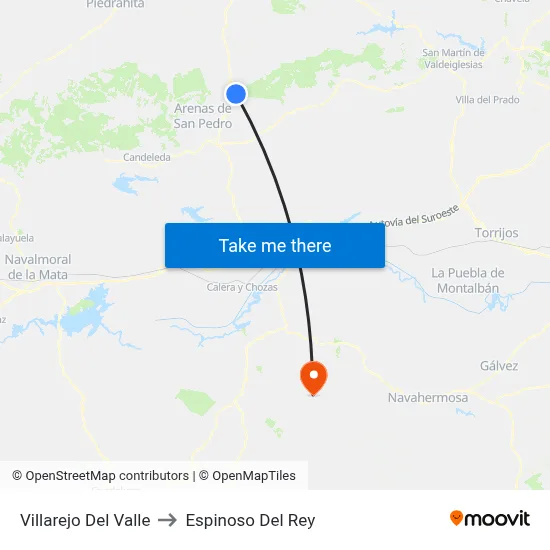 Villarejo Del Valle to Espinoso Del Rey map
