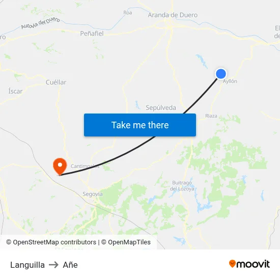 Languilla to Añe map
