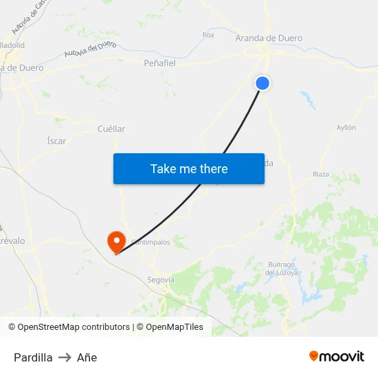 Pardilla to Añe map
