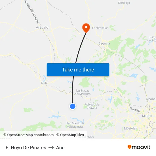 El Hoyo De Pinares to Añe map