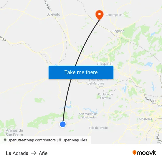 La Adrada to Añe map