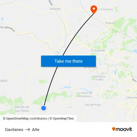 Gavilanes to Añe map
