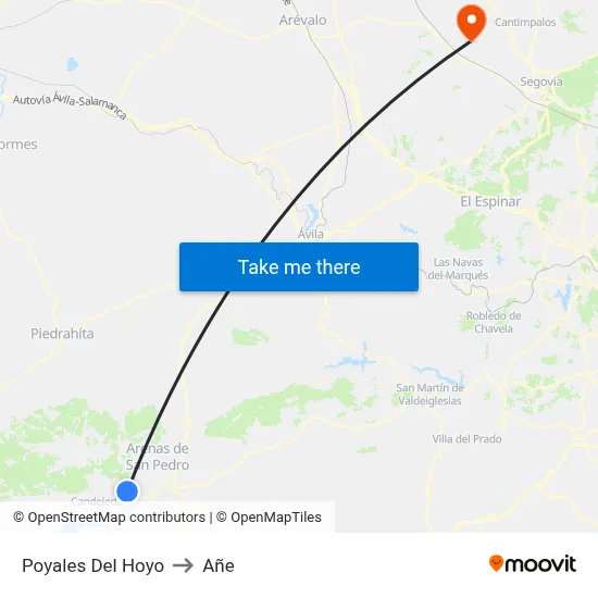 Poyales Del Hoyo to Añe map