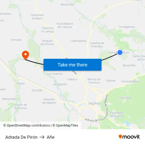 Adrada De Pirón to Añe map