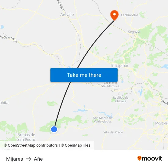Mijares to Añe map