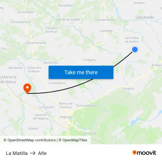 La Matilla to Añe map