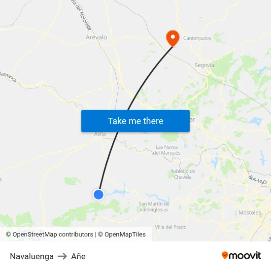 Navaluenga to Añe map