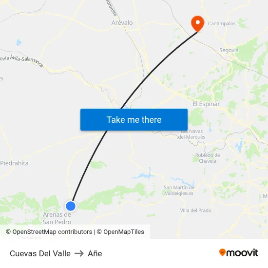 Cuevas Del Valle to Añe map