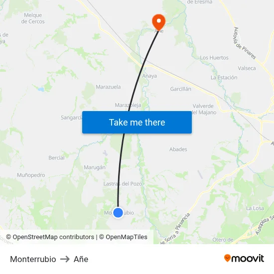 Monterrubio to Añe map