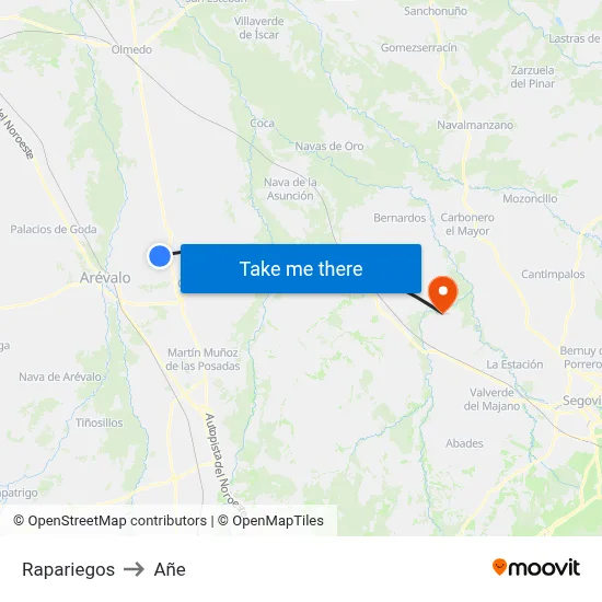Rapariegos to Añe map