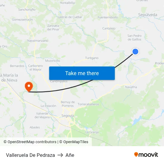 Valleruela De Pedraza to Añe map