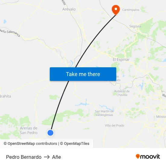 Pedro Bernardo to Añe map