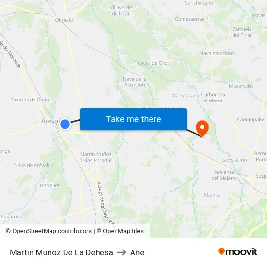 Martín Muñoz De La Dehesa to Añe map
