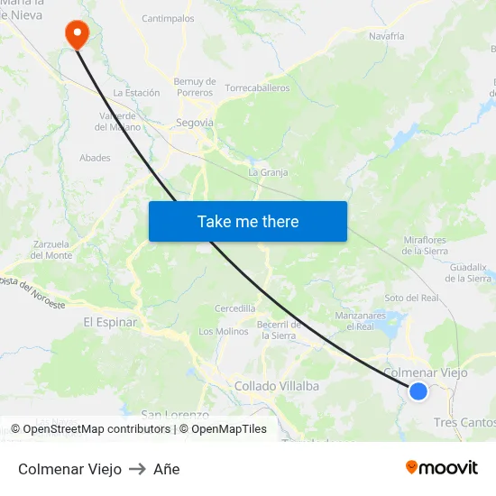 Colmenar Viejo to Añe map