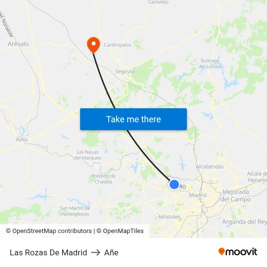 Las Rozas De Madrid to Añe map