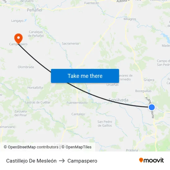 Castillejo De Mesleón to Campaspero map