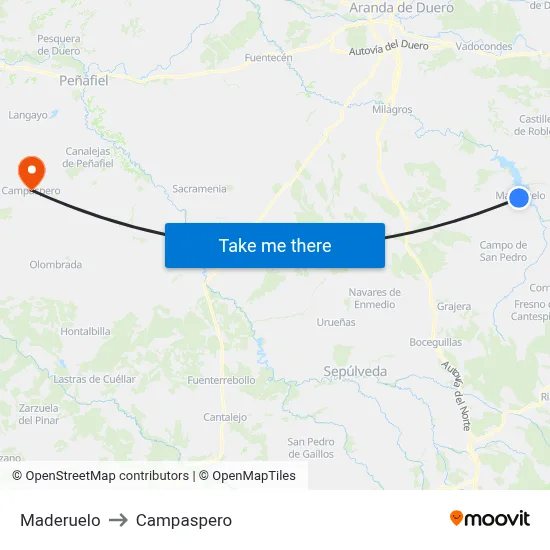 Maderuelo to Campaspero map