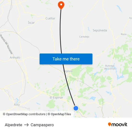 Alpedrete to Campaspero map