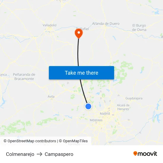 Colmenarejo to Campaspero map