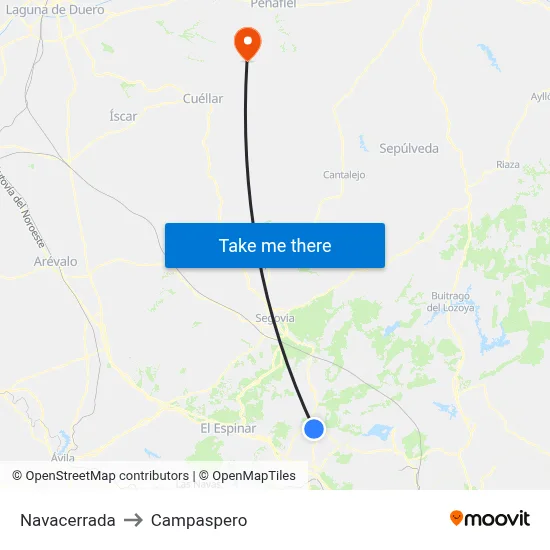 Navacerrada to Campaspero map