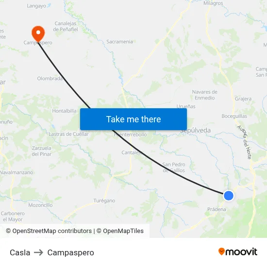 Casla to Campaspero map