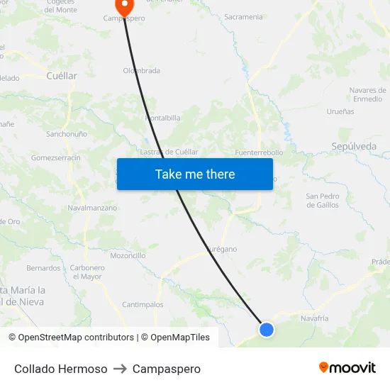 Collado Hermoso to Campaspero map