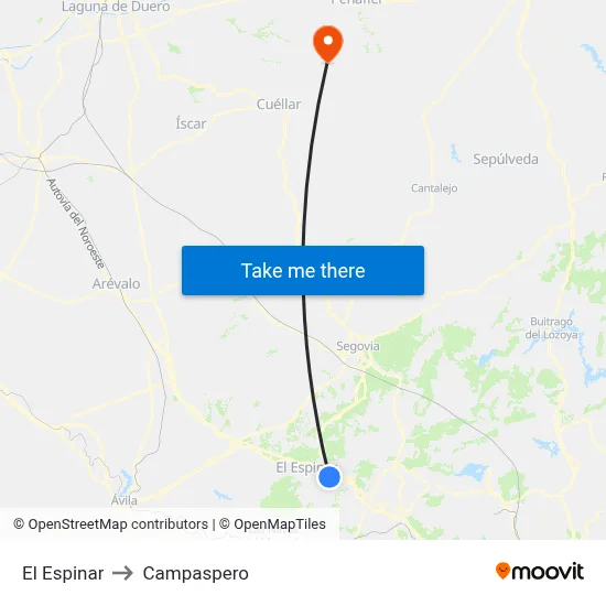 El Espinar to Campaspero map