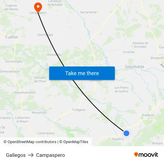 Gallegos to Campaspero map