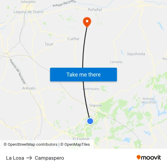 La Losa to Campaspero map