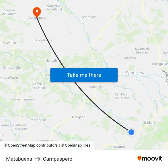 Matabuena to Campaspero map