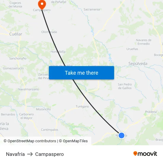 Navafría to Campaspero map