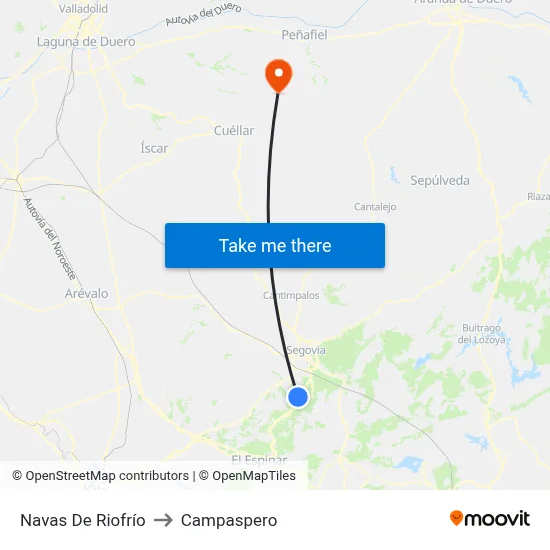 Navas De Riofrío to Campaspero map