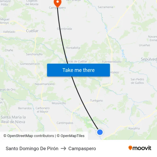Santo Domingo De Pirón to Campaspero map