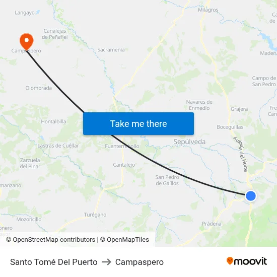 Santo Tomé Del Puerto to Campaspero map