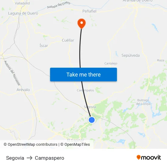 Segovia to Campaspero map