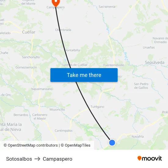 Sotosalbos to Campaspero map